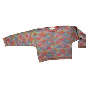 Vintage The Peruvian Connection Medium Geometric Sweater Vibrant Multicolored